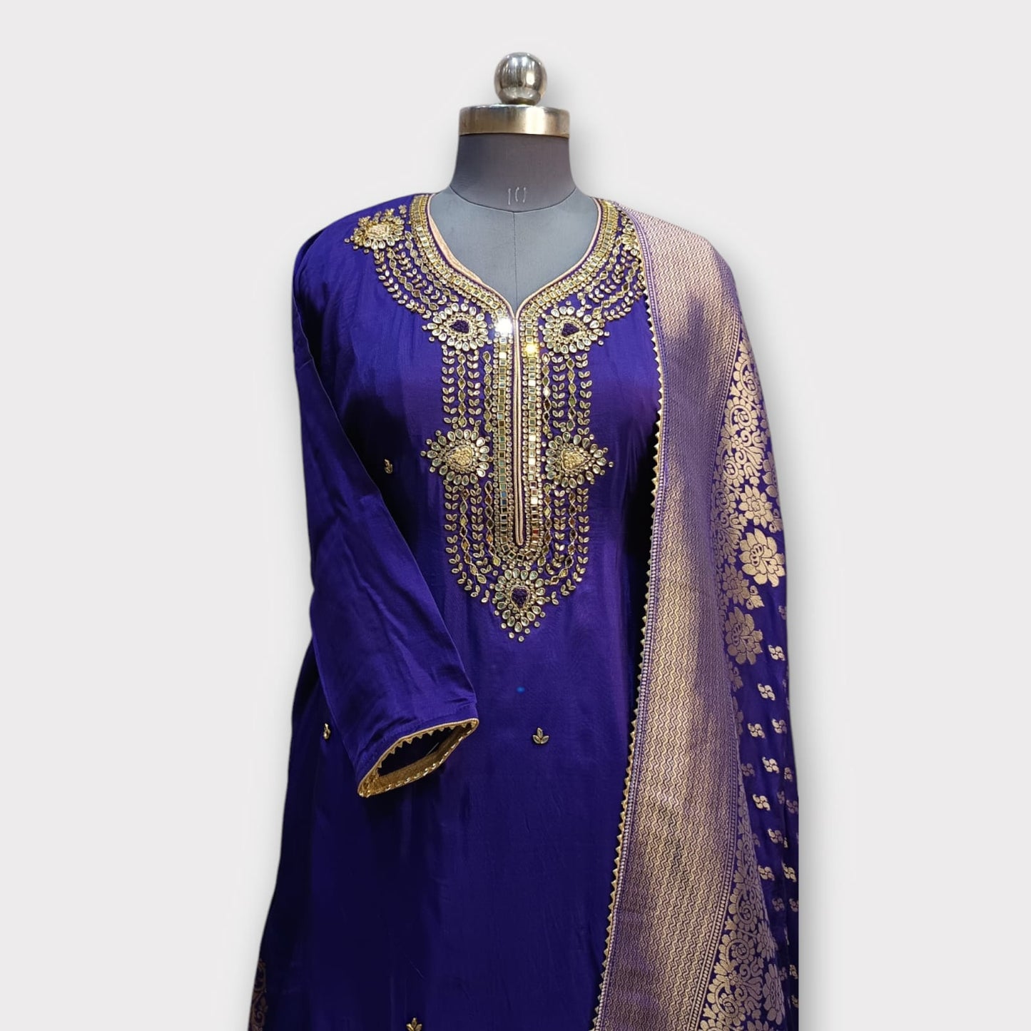 Semi Stitched Silk Kurta With Banarsi Silk Dupatta