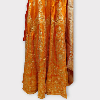 Semi Stitched Silk Kurta With Banarsi Silk Dupatta
