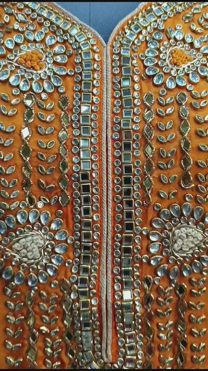 Semi Stitched Silk Kurta With Banarsi Silk Dupatta