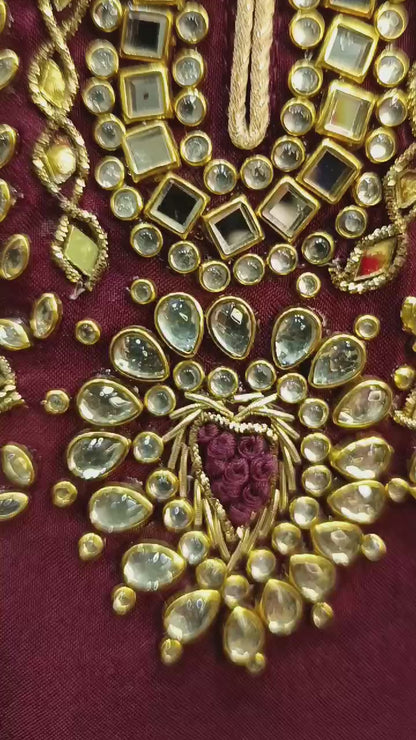 Semi Stitched Silk Kurta With Banarsi Silk Dupatta