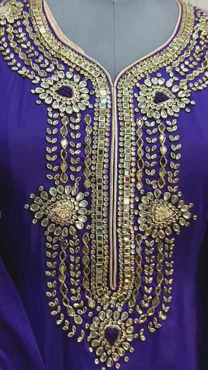 Semi Stitched Silk Kurta With Banarsi Silk Dupatta